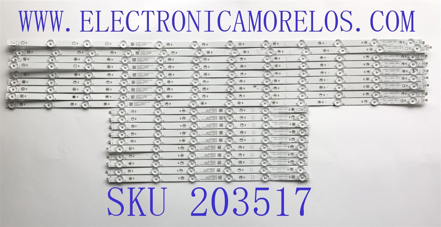 KIT DE LED'S PARA TV VIZIO ((INCOMPLETO SOLO 19 PIEZAS)) / NUMERO DE PARTE NS0317 / LB-GM3030-GJVIZIO6510X18VB20-L-S / LB-GM3030-GJVIZIO6510X18VB20-R-S / 210BZ06DRB339CF04X / 50B2000NDM9N / 65VB20-L / 65VB20-R / PANEL TPT650UA-QVN07.U / MODELO M65Q7-H1